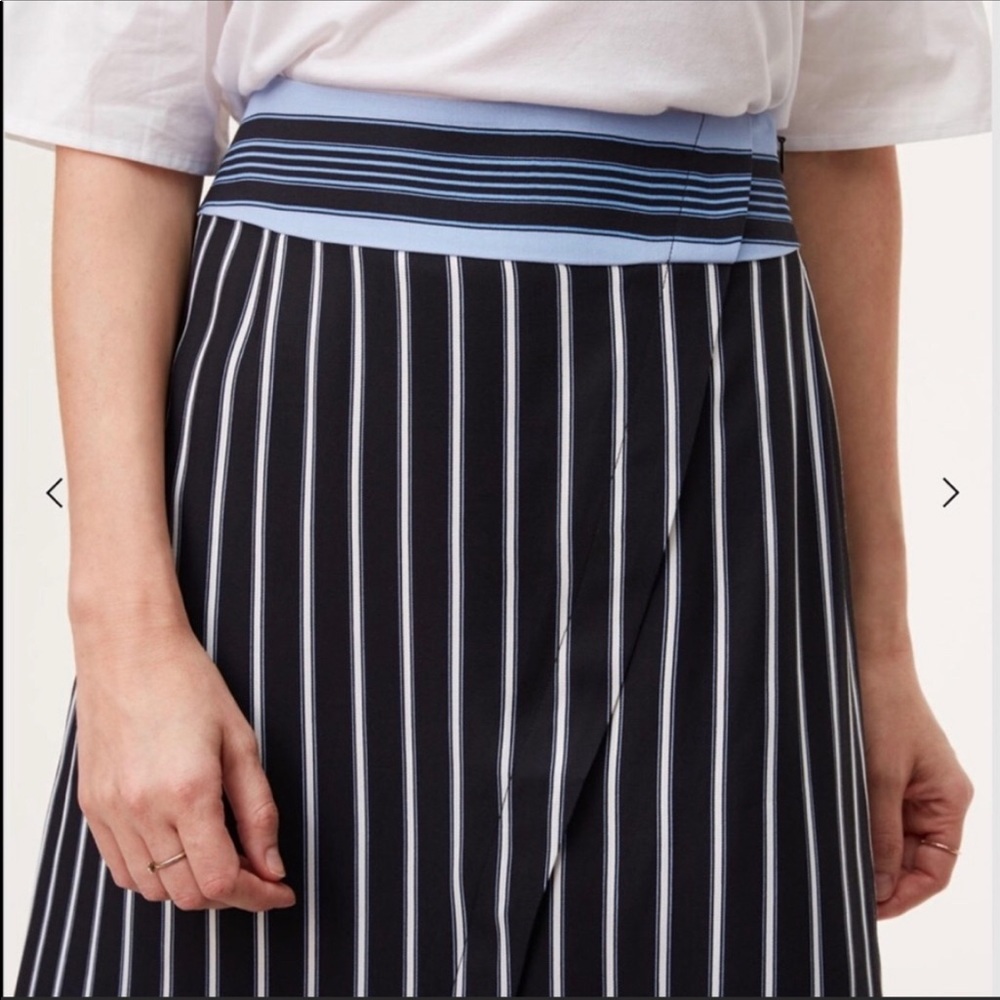 NWOT Ann Taylor Loft Pinstripe Faux Wrap Skirt - Picture 2 of 15